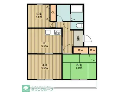 マンション霞野坂(3DK/2階)の間取り写真