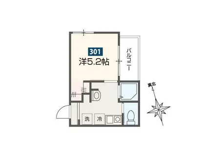 MELDIA南浦和IV(1K/3階)の間取り写真