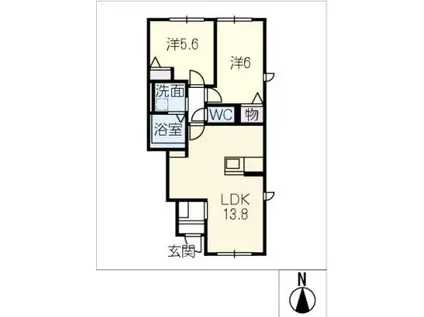 クレールII(2LDK/1階)の間取り写真