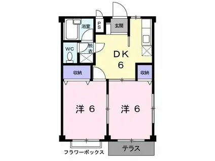 レジデンスタナカB(2DK/1階)の間取り写真