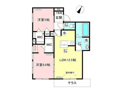 アリヴィオ白井坂(2LDK/1階)の間取り写真