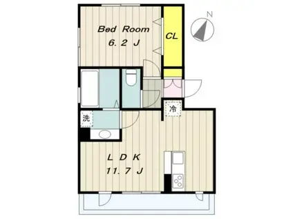 オリーブ(1LDK/3階)の間取り写真