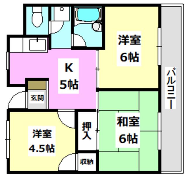 ピースフルハウス(3K/1階)の間取り写真