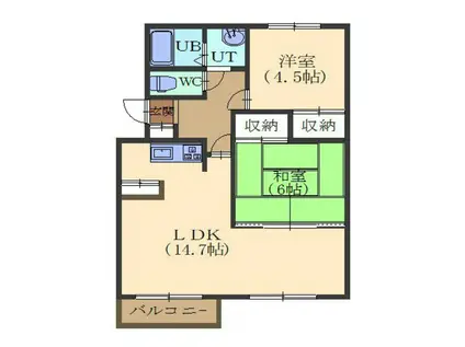 ハーベストI(2LDK/1階)の間取り写真