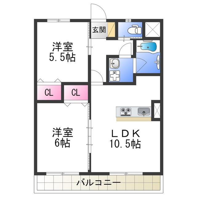 ヴィスタシア(2LDK/1階)の間取り写真
