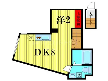 ALLEY HAUS(1DK/2階)の間取り写真