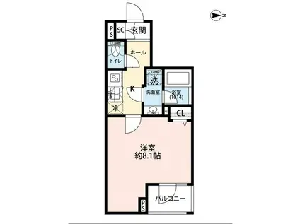 プレール・ドゥーク赤塚(1K/1階)の間取り写真