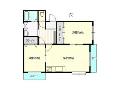 パラディア(2LDK/2階)の間取り写真