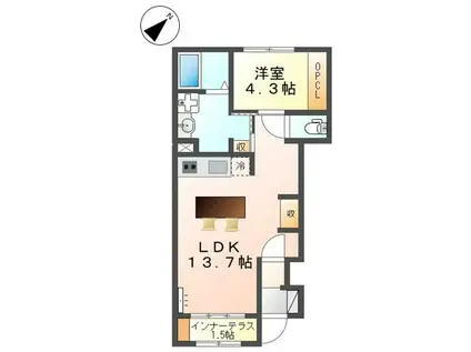 N.PUA(1LDK/1階)の間取り写真