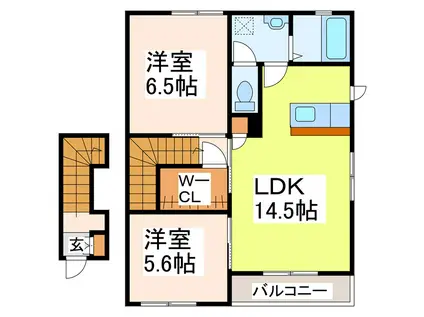 グリーンゲイトIV(2LDK/2階)の間取り写真