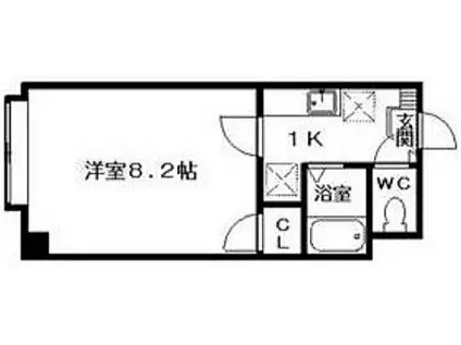 CORE24B(1K/2階)の間取り写真