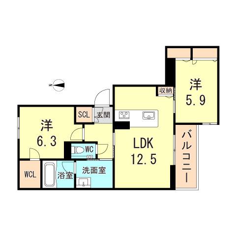 FAMILIAR OGO(2LDK/3階)の間取り写真