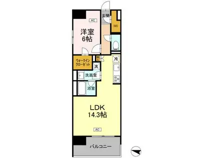 ロイヤルパークス仙台青葉通(1LDK/14階)の間取り写真