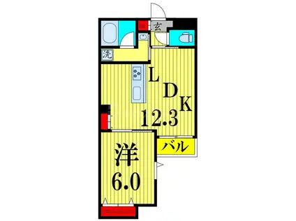 メゾンクレール谷在家(1LDK/2階)の間取り写真