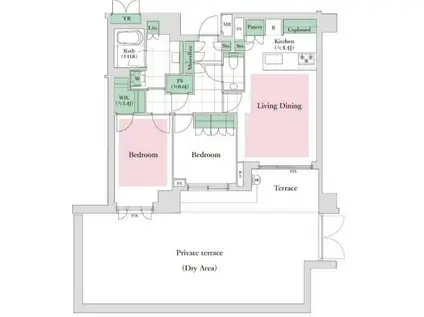 ザ・パークハウス千代田六番町(2LDK/1階)の間取り写真