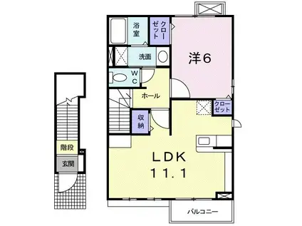 コンフォート ヴィラ(1LDK/2階)の間取り写真