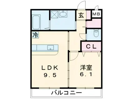 ナトリウム(1LDK/1階)の間取り写真