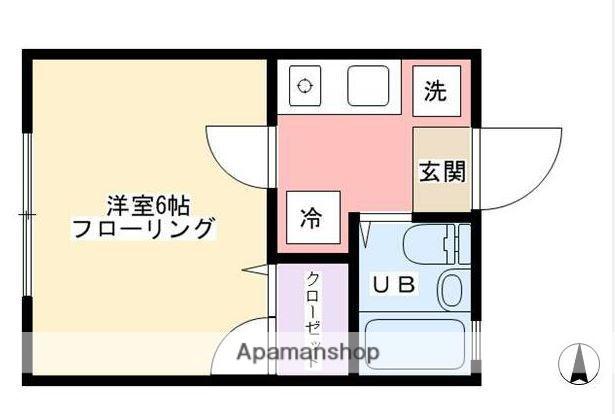 ラモヴェール八景B棟(1K/2階)の間取り写真