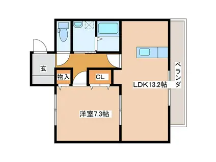 スカイコート一万城(1LDK/1階)の間取り写真