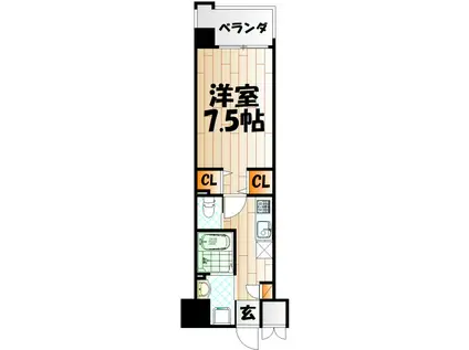 ウィングス西本町(1K/2階)の間取り写真