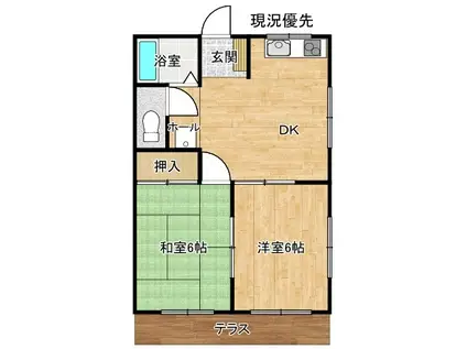 フレール裕(2DK/1階)の間取り写真