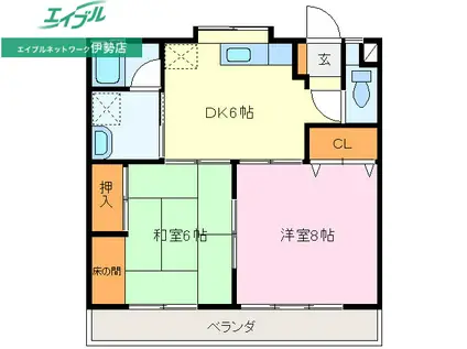 メゾンチオール荘(2DK/2階)の間取り写真