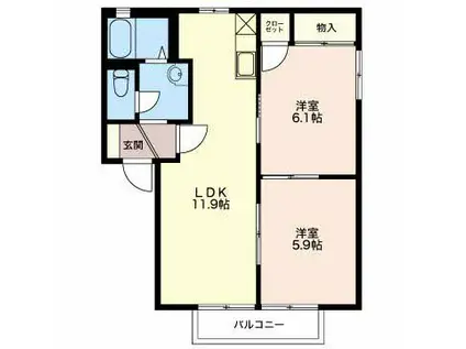 メゾン大栄(2LDK/2階)の間取り写真