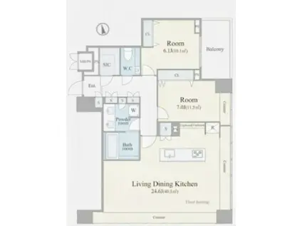 グランスイート麻布台ヒルトップタワーグランスイートアザブダイヒルトッ(2LDK/11階)の間取り写真