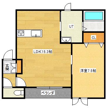イースト GARDEN VI(1LDK/3階)の間取り写真