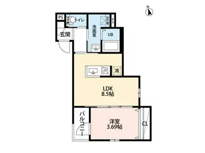 リュクスシティー黄金(1LDK/1階)の間取り写真