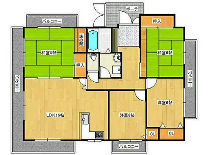 グランドシャルマン(4LDK/3階)の間取り写真