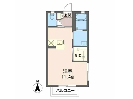 クオーレT(ワンルーム/1階)の間取り写真