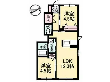 スターフィールドII(2LDK/1階)の間取り写真