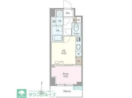 ロイジェント扇橋(1DK/8階)の間取り写真