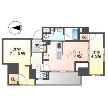プラウドタワー栄(2LDK/3階)の間取り写真