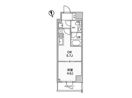 ALTERNA浅草(1DK/7階)の間取り写真