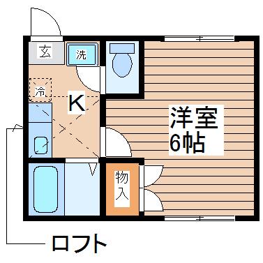 ユニバーサルレジデンス(1K/2階)の間取り写真