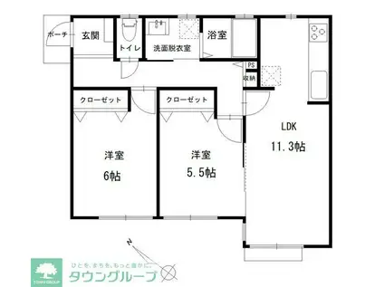 ウィスマ・セントラル(2LDK/1階)の間取り写真