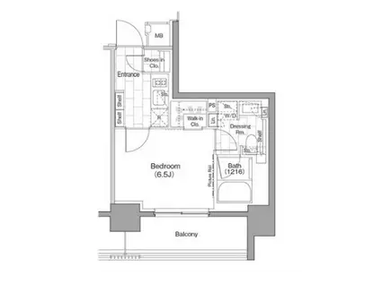 ザ・パークハビオ浅草駒形(1K/6階)の間取り写真