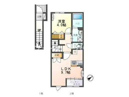 スカイ ハイム(1LDK/2階)の間取り写真