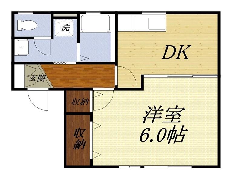 ライラックB(1DK/1階)の間取り写真