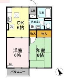 カームナガセ(2DK/1階)の間取り写真