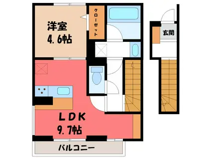 シンボルバーム・ラオム(1LDK/2階)の間取り写真