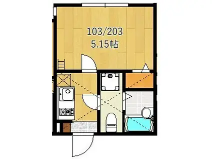 アザーレ・パッシオ生田弐番館(1K/1階)の間取り写真