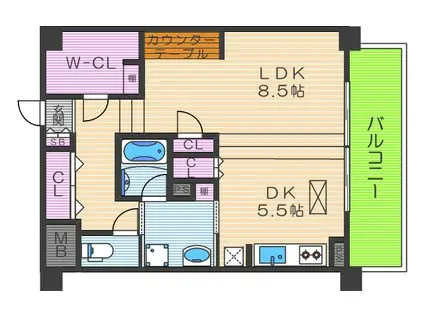 レオンコンフォート新梅田(1LDK/4階)の間取り写真