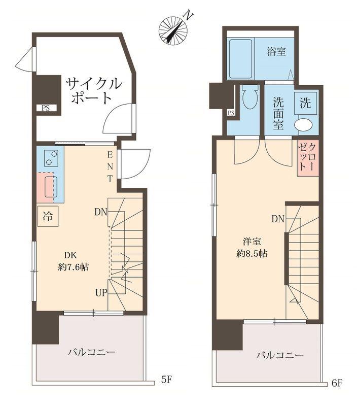 スフィア日本橋富沢町(1DK/5階)の間取り写真