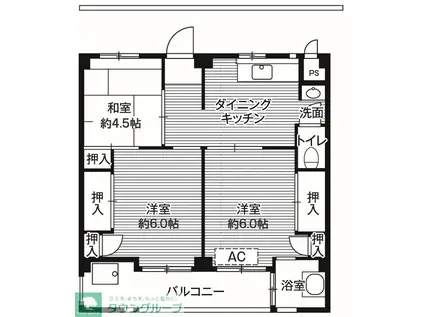 ビレッジハウス栗ケ沢5号棟(3DK/1階)の間取り写真