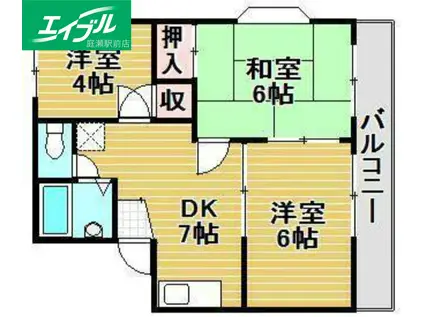 パークコーポA(3DK/2階)の間取り写真