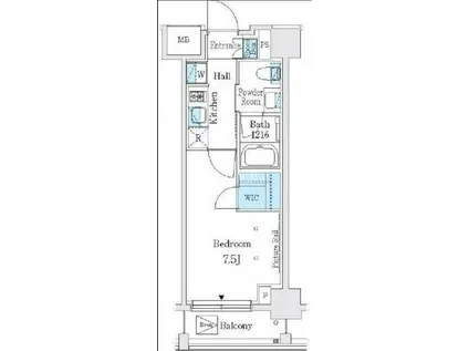 ジェイグランコート品川西大井イースト(1K/3階)の間取り写真