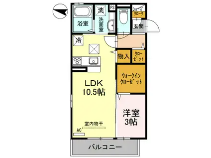 カサブランカ武蔵浦和(1LDK/1階)の間取り写真